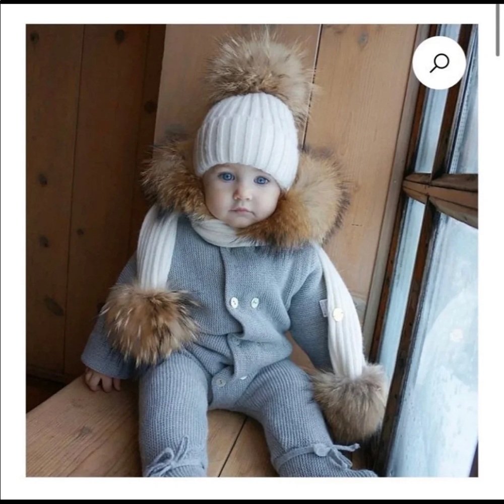Real fur hood pram suit